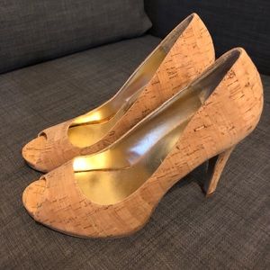 Cork Peep Toe Heels
